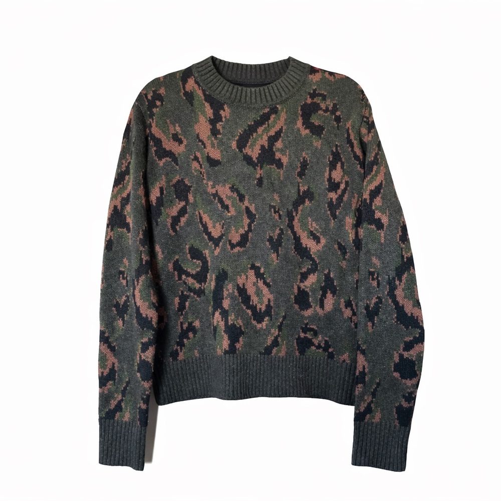 Derek Lam Collection Abstract Camo Knit Sweater XS Crewneck